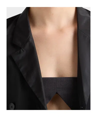 Prada Double-breasted Technical Taffeta Jacket In Black