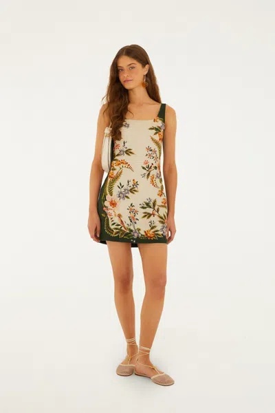 Farm Rio Sand Nature Square Neck Mini Dress In Multi