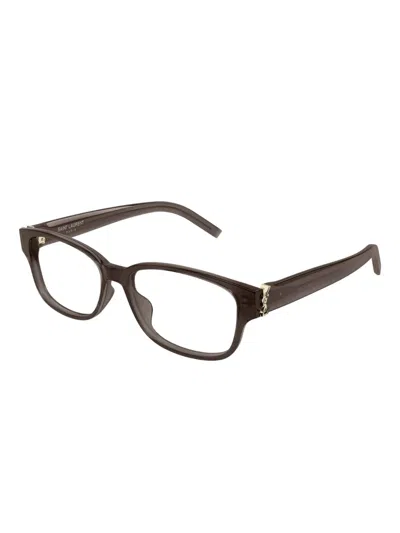 Saint Laurent Rectangle-frame Glasses In Brown