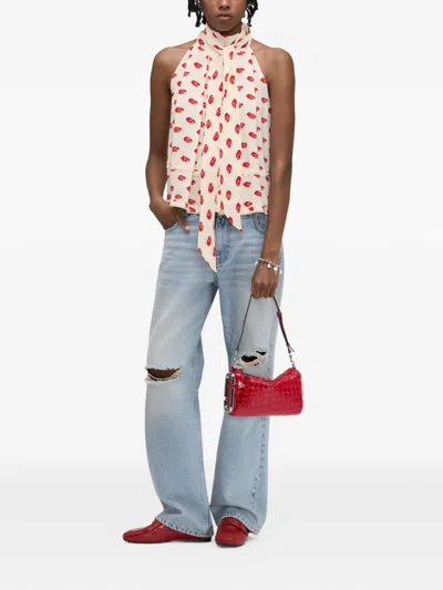 Marc Jacobs Lips-print Halterneck Top In Multi