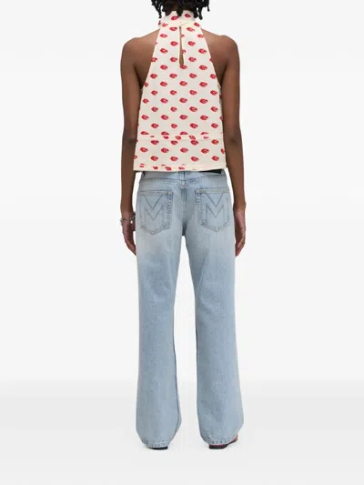 Marc Jacobs Lips-print Halterneck Top In Multi