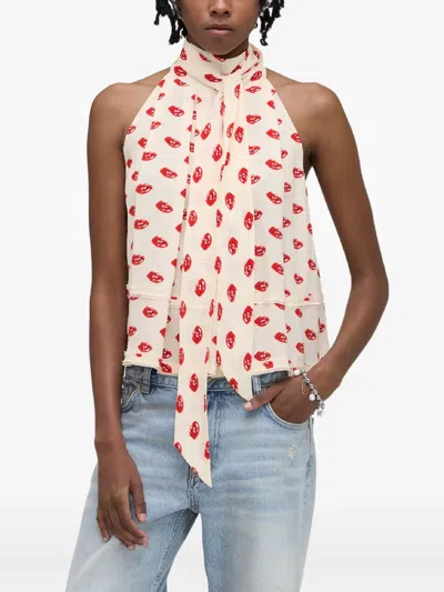 Marc Jacobs Lips-print Halterneck Top In Multi