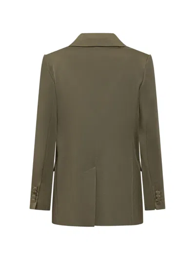 Max Mara Green Solid Notched Lapel Blazer In Green