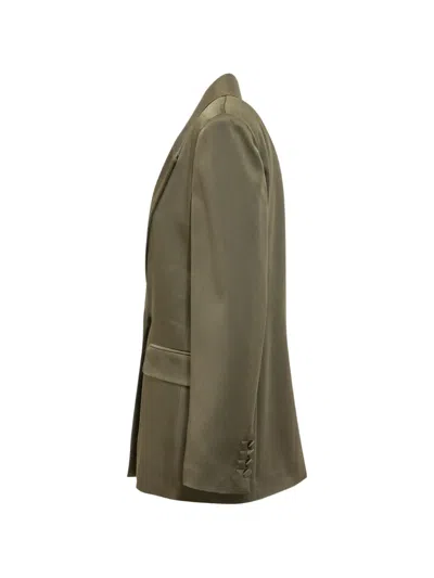 Max Mara Green Solid Notched Lapel Blazer In Green