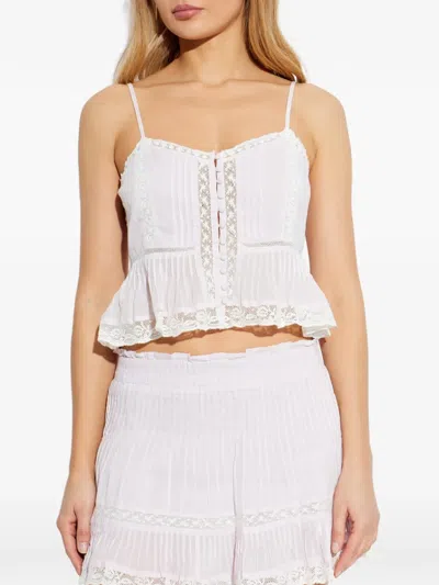 Loveshackfancy Lace Button Top In White