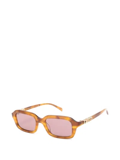 Gucci Logo-rectangular Sunglasses In Brown