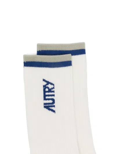 Autry Logo Stripe Socks In White