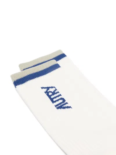 Autry Logo Stripe Socks In White