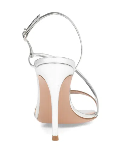 Gianvito Rossi Silver Solid Open Round Toe Heels In Multi