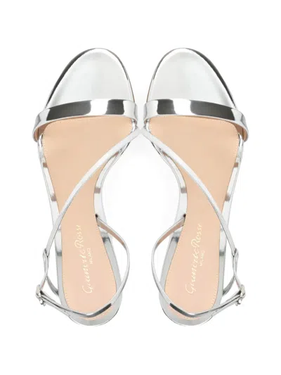 Gianvito Rossi Silver Solid Open Round Toe Heels In Multi