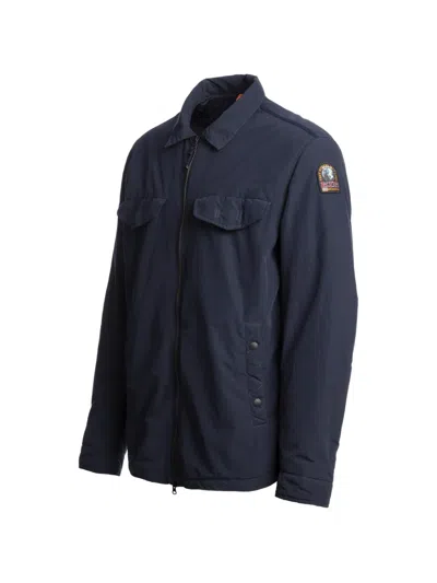 Parajumpers Evander High Collar Overshirt Jacket In Blue
