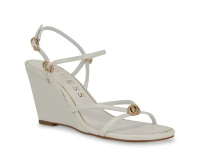 Guess Devve Slingback Wedge Sandal In White