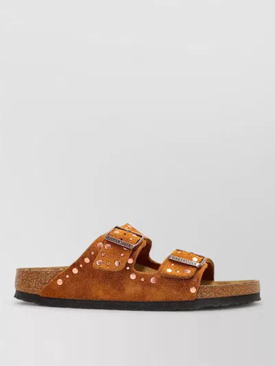 Birkenstock Arizona Rivets Studded Slide Sandal In Brown
