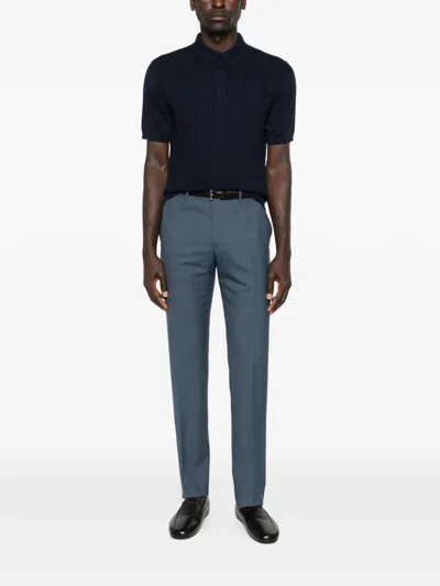 Canali Buttoned Trousers In Blue