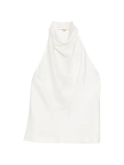 Stella Mccartney Cowl Neck Satin Halter Top In White