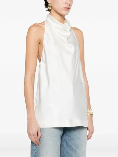 Stella Mccartney Cowl Neck Satin Halter Top In White