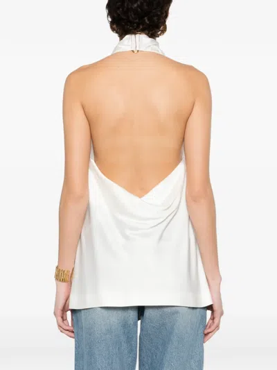 Stella Mccartney Cowl Neck Satin Halter Top In White