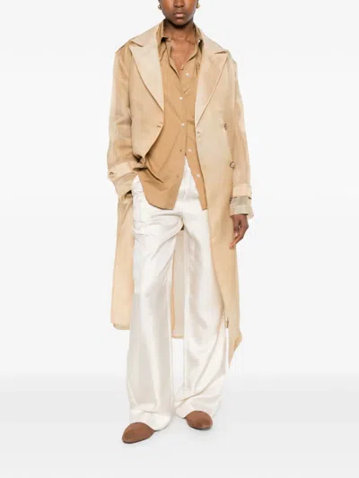 Ermanno Firenze Double-breasted Belted Jacket In Neutral