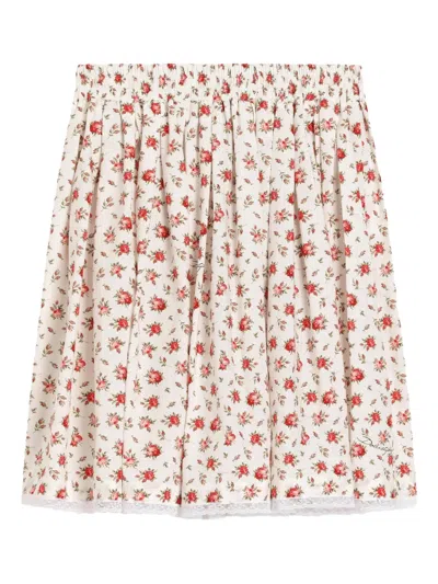Dolce & Gabbana Small Rose-print Poplin Skirt In Multi