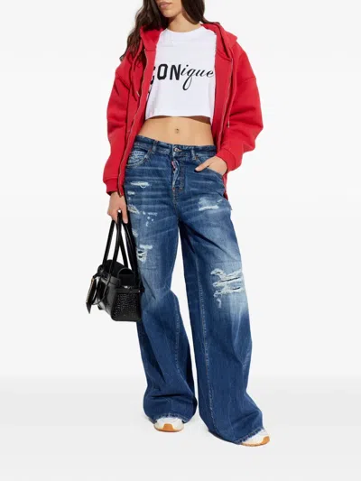 Dsquared2 Icon Logo Printed Cropped T-shirt In White
