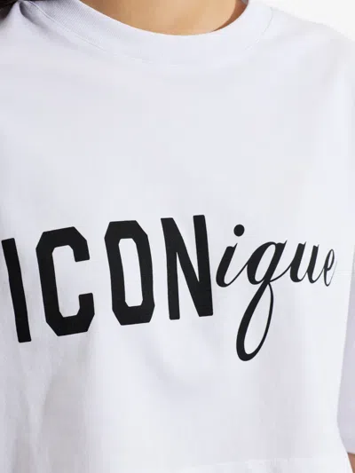 Dsquared2 Icon Logo Printed Cropped T-shirt In White