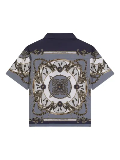 Dolce & Gabbana Cargo-print Poplin Shirt In Gray