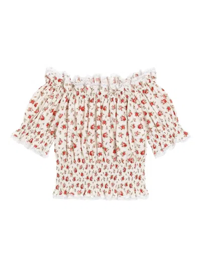 Dolce & Gabbana Roses-print Poplin Blouse In Multi