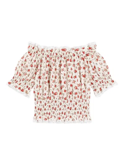 Dolce & Gabbana Roses-print Poplin Blouse In Multi