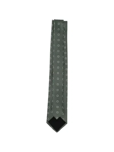 Hugo Boss Geometric-pattern Tie In Gray