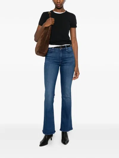 Mother The Weekender Mid Rise Flared Jeans In Kicks And Riffs In Blue