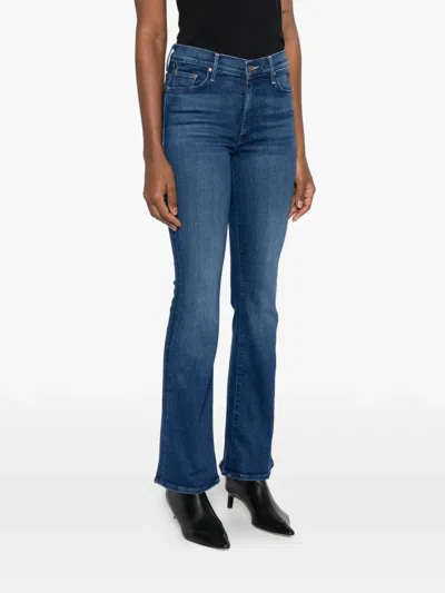 Mother The Weekender Mid Rise Flared Jeans In Kicks And Riffs In Blue