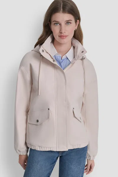 Dkny Short Rain Jacket In Neutral