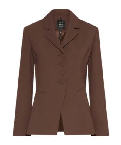 Marella Brown Mltbig Tailored Structured Wool Jacket In Brown