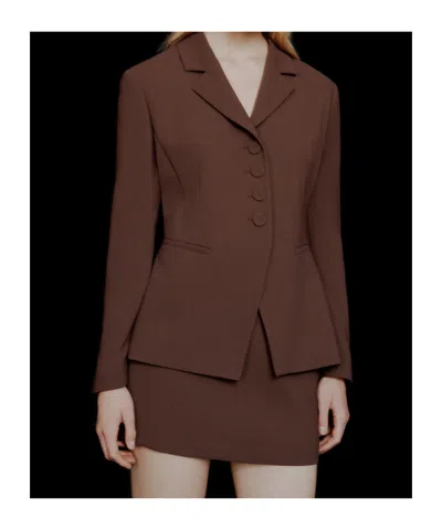 Marella Brown Mltbig Tailored Structured Wool Jacket In Brown