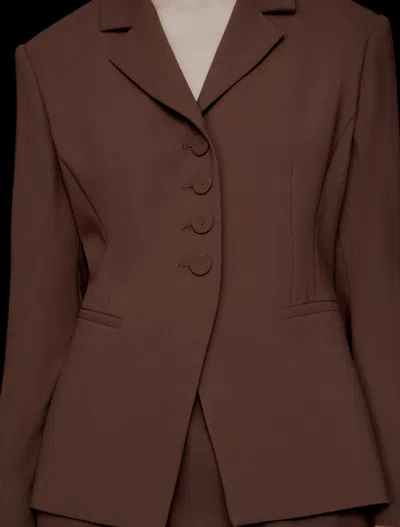 Marella Brown Mltbig Tailored Structured Wool Jacket In Brown