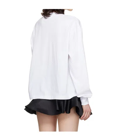 Ganni White Basic Cotton Jersey Long Sleeve T-shirt In White