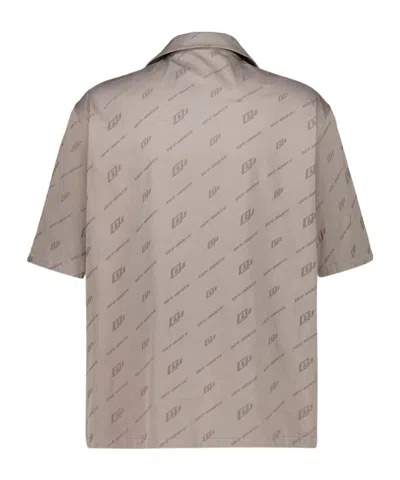 Off-white Monogram-print Short-sleeved Shirt In Brown