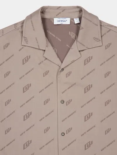 Off-white Monogram-print Short-sleeved Shirt In Brown