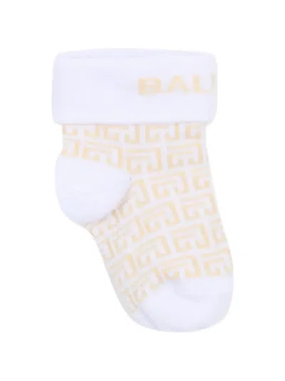 Balmain Logo-pattern Socks In Multi
