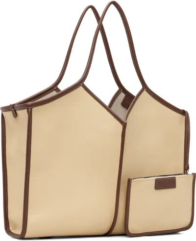 Hereu Beige Calella Squared Medium Leather Tote