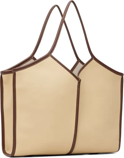 Hereu Beige Calella Squared Medium Leather Tote