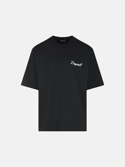 Dsquared2 Rhinestone-logo Cotton T-shirt In Black