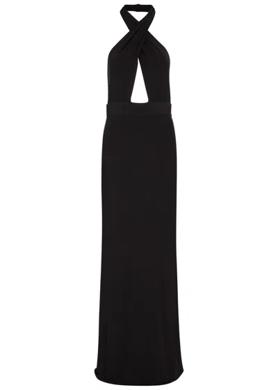 Nili Lotan Lita Convertible Jersey Halterneck Gown In Black