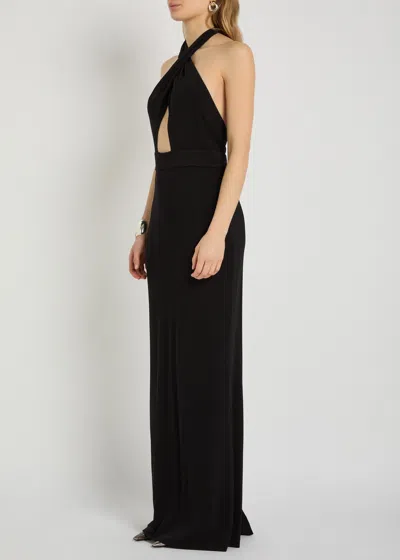 Nili Lotan Lita Convertible Jersey Halterneck Gown In Black