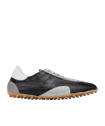 Maison Margiela Sneakers Sprinters In Suede And Leather With Vintage Finish In Black