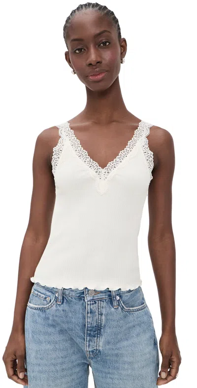 Madewell Lace-trim Ribbed V-neck Tank Top In White