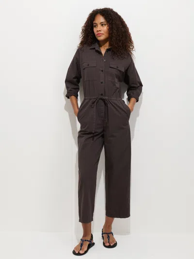 Alex Mill Ricard Long Sleeve Cotton Jumpsuit In Brown