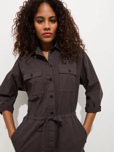 Alex Mill Ricard Long Sleeve Cotton Jumpsuit In Brown