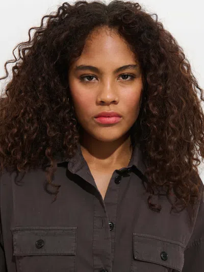 Alex Mill Ricard Long Sleeve Cotton Jumpsuit In Brown