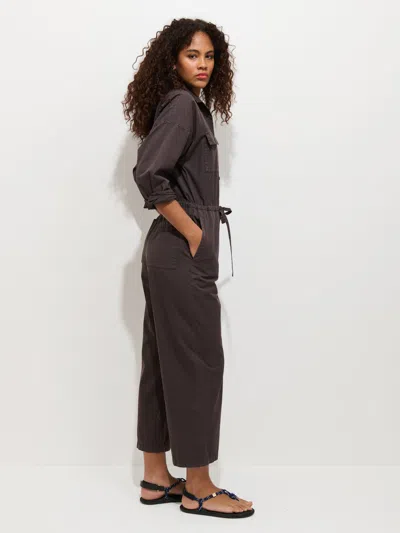 Alex Mill Ricard Long Sleeve Cotton Jumpsuit In Brown